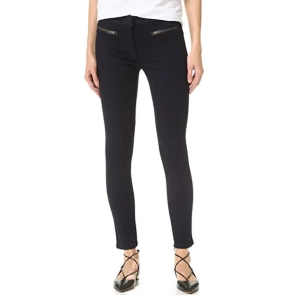 Veronica Beard Zip Pocket Skinny Moto Pant Black